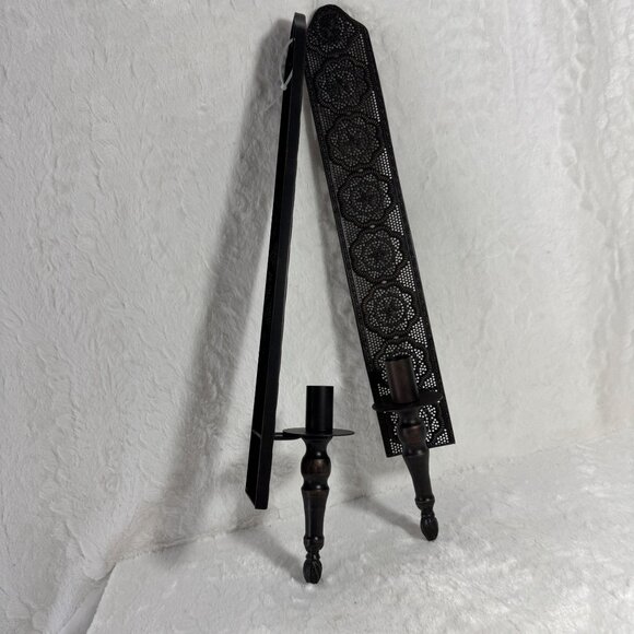 Copper Floral Iron Wall Sconce Candle Holders Set Of Two - Picture 4 of 8